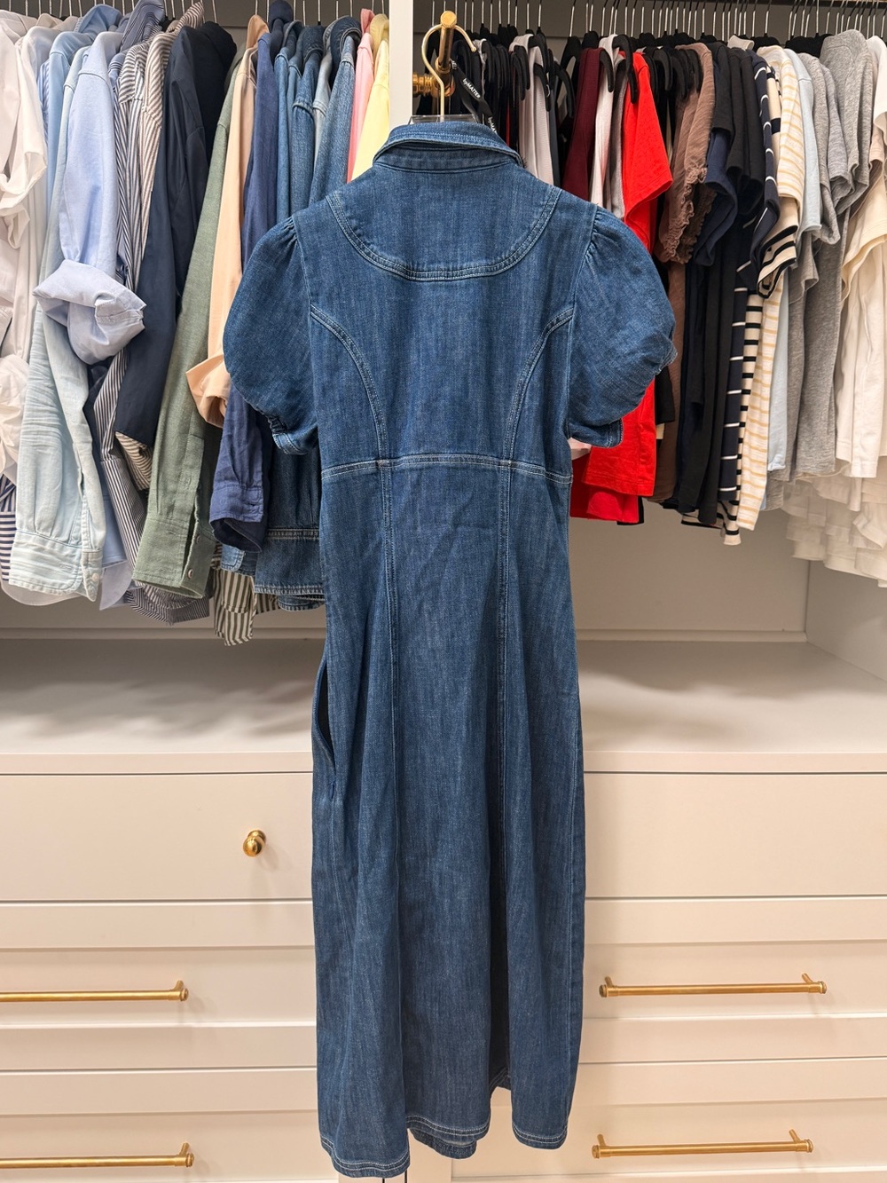 Pilcro Rebekah Denim Slim Midi Dress in Medium Denim - Picture 4 of 7
